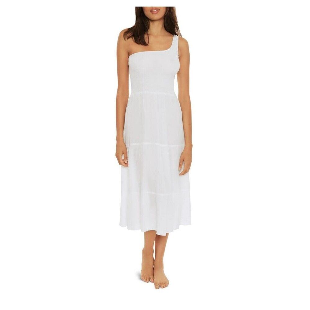 Becca by Rebecca Virtue WHITE Ponza Crinkled Swim Dress Cover-up Size Small